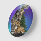 Wolf en Moon Ronde Klok (Hoek)