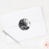 Wolf en Moon Ronde Sticker (Envelop)