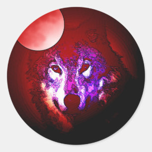 Wolf en Moon Ronde Sticker