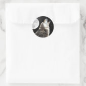 Wolf en Moon Ronde Sticker (Tas)