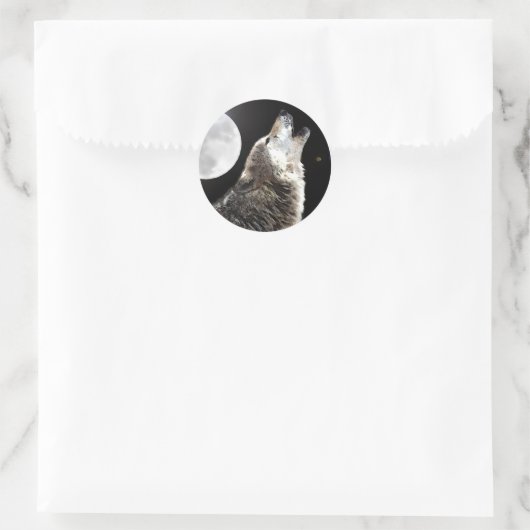 Wolf en Moon Ronde Sticker (Tas)