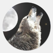 Wolf en Moon Ronde Sticker (Voorkant)