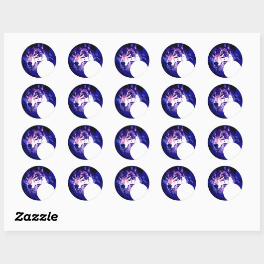 Wolf en Moon Ronde Sticker (Vel)