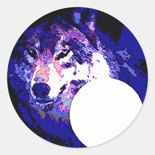 Wolf en Moon Ronde Sticker (Voorkant)