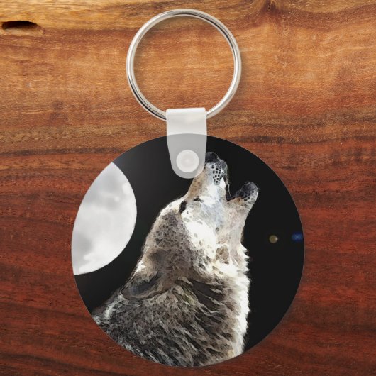 Wolf en Moon Sleutelhanger (Voorkant)