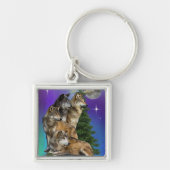 Wolf en Moon Sleutelhanger (Voorkant)