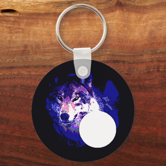 Wolf en Moon Sleutelhanger (Voorkant)