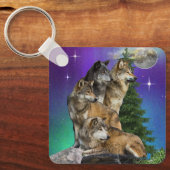 Wolf en Moon Sleutelhanger (Voorkant)
