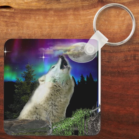 Wolf en Moon Sleutelhanger (Achterkant)