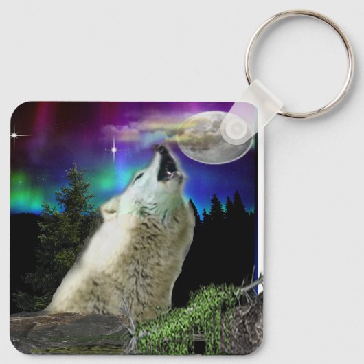 Wolf en Moon Sleutelhanger (Achterkant)