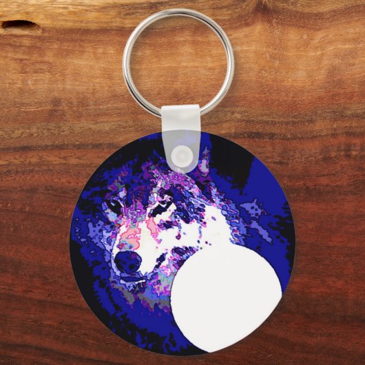 Wolf en Moon Sleutelhanger (Voorkant)