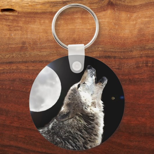 Wolf en Moon Sleutelhanger (Voorkant)