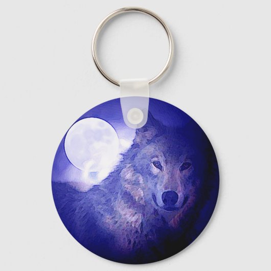 Wolf en Moon Sleutelhanger (Voorkant)