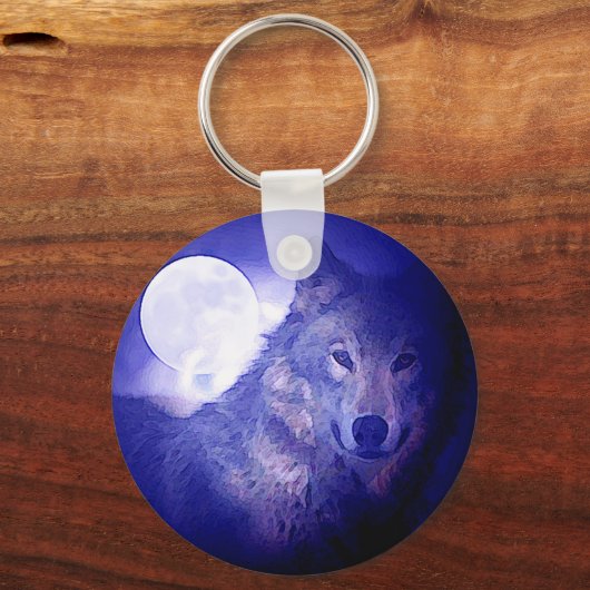 Wolf en Moon Sleutelhanger (Voorkant)