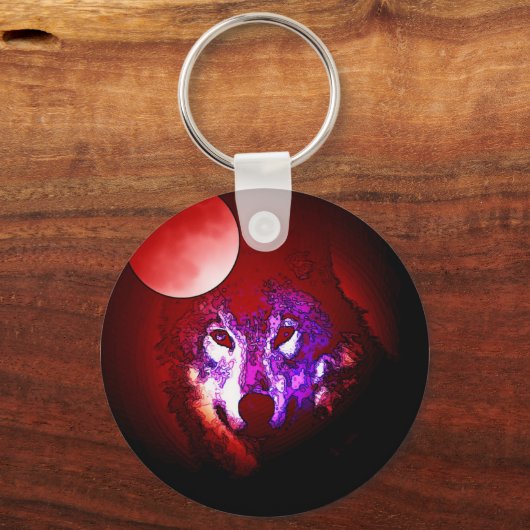 Wolf en Moon Sleutelhanger (Voorkant)