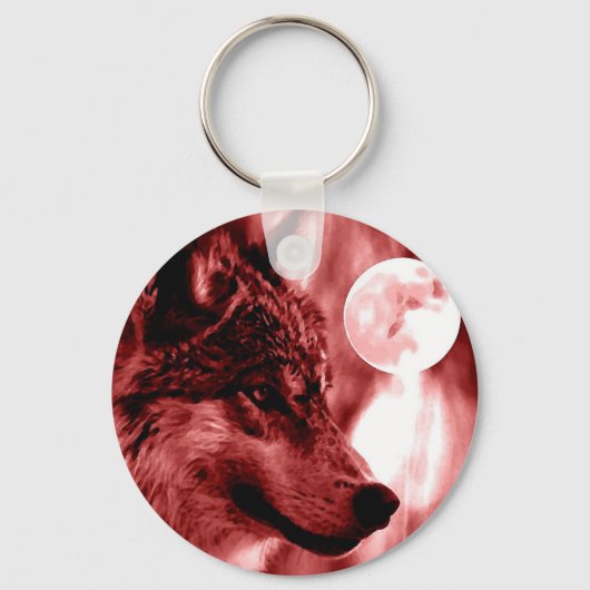 Wolf en Moon Sleutelhanger (Voorkant)