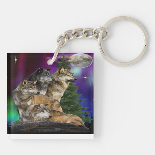 Wolf en Moon Sleutelhanger (Achterkant)