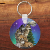Wolf en Moon Sleutelhanger (Voorkant)