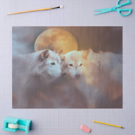 Wolf en Moon Tissuepapier (Craft)
