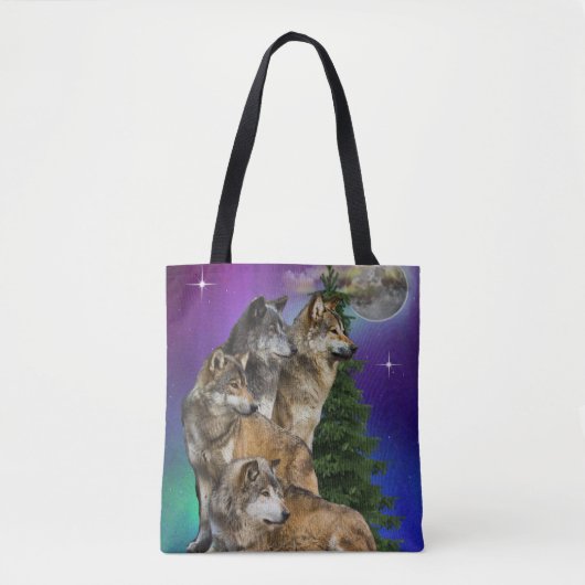 Wolf en Moon Tote Bag (Voorkant)