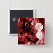 Wolf en Moon Vierkante Button 5,1 Cm (Voorkant /achterkant)
