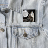 Wolf en Moon Vierkante Button 5,1 Cm (In situ)