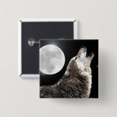 Wolf en Moon Vierkante Button 5,1 Cm (Voorkant /achterkant)