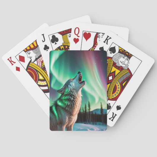 Wolf en noorderlicht pokerkaarten (Achterkant)