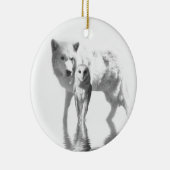 Wolf en Owl Keramisch Ornament (Rechts)