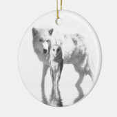 Wolf en Owl Keramisch Ornament (Links)