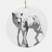 Wolf en Owl Keramisch Ornament (Achterkant)