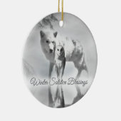 Wolf en Owl Solstice kerstversiering Keramisch Ornament (Rechts)