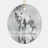 Wolf en Owl Solstice kerstversiering Keramisch Ornament (Links)