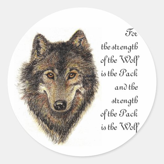 Wolf en Pack Citaat - Dierlijk Collectie Ronde Sticker (Voorkant)