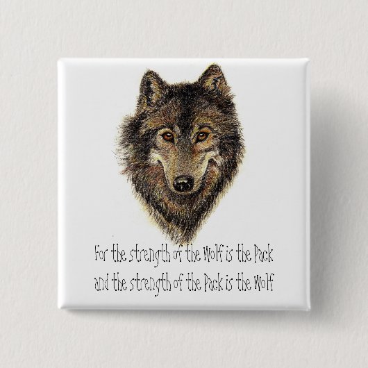 Wolf en Pack Citaat - Dierlijk Collectie Vierkante Button 5,1 Cm (Voorkant)
