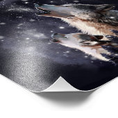 Wolf en puppy howling op de maan foto afdruk (Hoek)