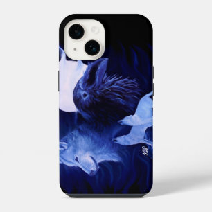 Wolf en raaf bij volle maan iPhone 14 hoesje