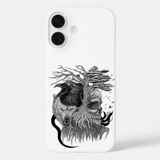 Wolf en Raaf met Schedel Case-Mate iPhone Case (Achterkant)