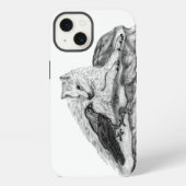 Wolf en raaf zwart-wit ontwerp iPhone hoesje (Achterkant)