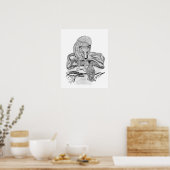 Wolf en raaf zwart-wit ontwerp poster (Keuken)