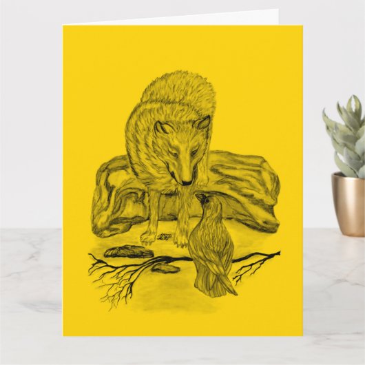 Wolf en Raven - Black and Yellow Design Kaart (Kleine Plant)