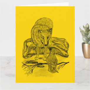 Wolf en Raven - Black and Yellow Design Kaart