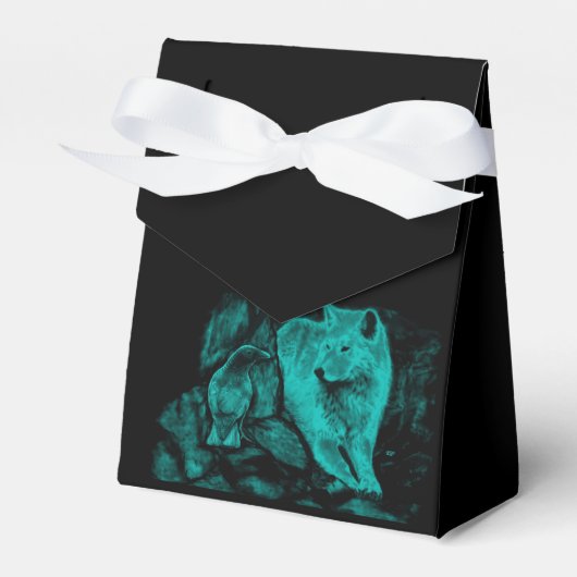 Wolf en Raven in de nacht Bedankdoosjes (Voorkant Zijde)