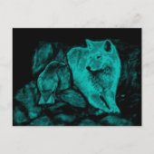 Wolf en Raven in de nacht Briefkaart (Voorkant)