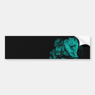 Wolf en Raven in de nacht Bumpersticker