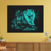 Wolf en Raven in de nacht Canvas Afdruk (Insitu (Woonkamer))