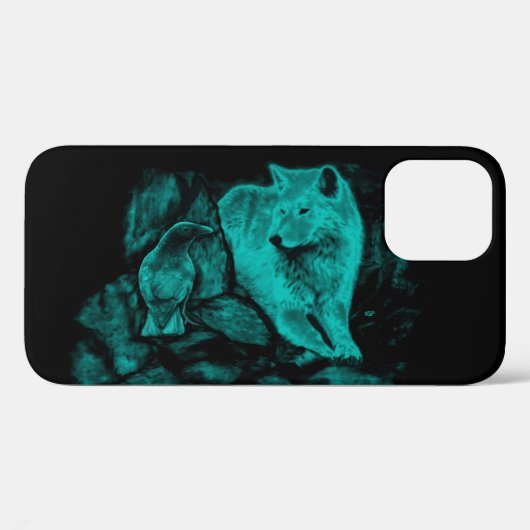 Wolf en Raven in de nacht Case-Mate iPhone Case (Achterkant (horizontaal))