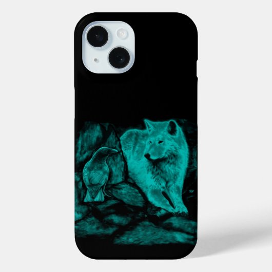 Wolf en Raven in de nacht Case-Mate iPhone Case (Achterkant)