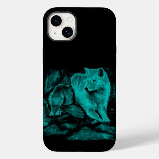 Wolf en Raven in de nacht Case-Mate iPhone Case (Achterkant)