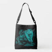 Wolf en Raven in de nacht Crossbody Tas (Achterkant)